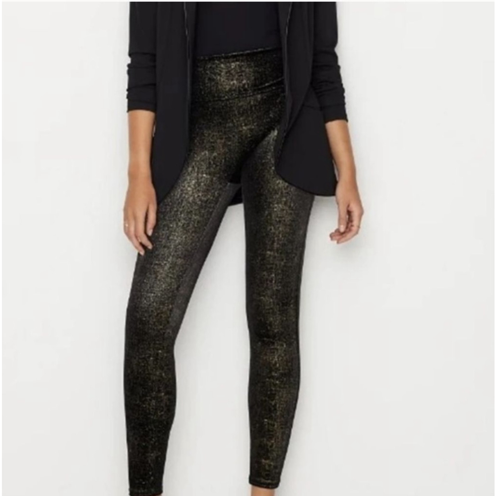 SPANX NWT Velvet Shine Leggings in Gold High Rise Seamless Size M 165
